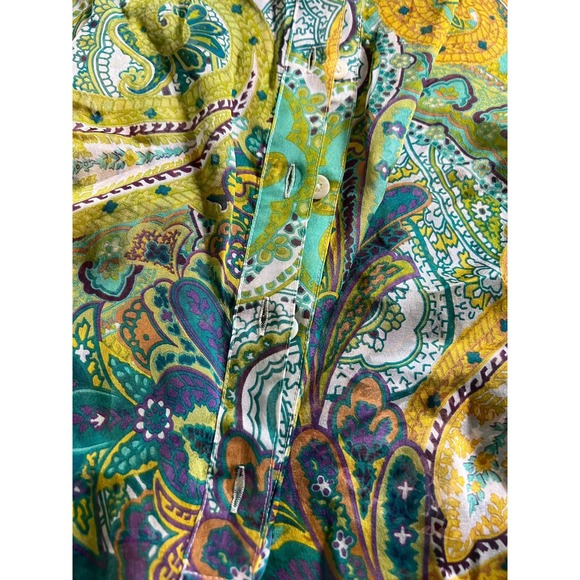 Brooks Brothers Womens Paisley Print Tunic Top XS Green Blue Yellow - Picture 4 of 6